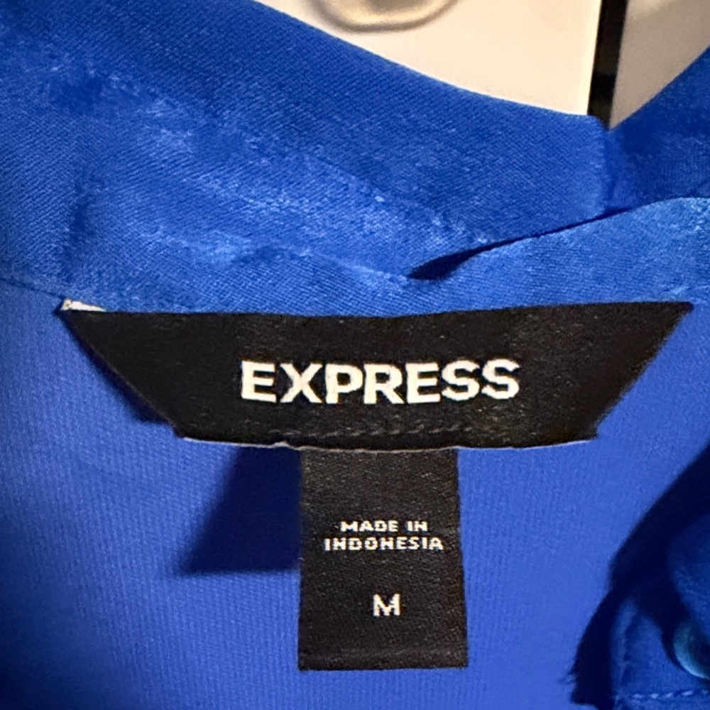 Express Cobalt Blue Button-Down Blouse - Picture 2 of 3